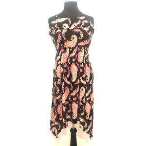 Place Black and Pink Paisley Shark Bite Hem Sleeveless Dress SIze XL 14